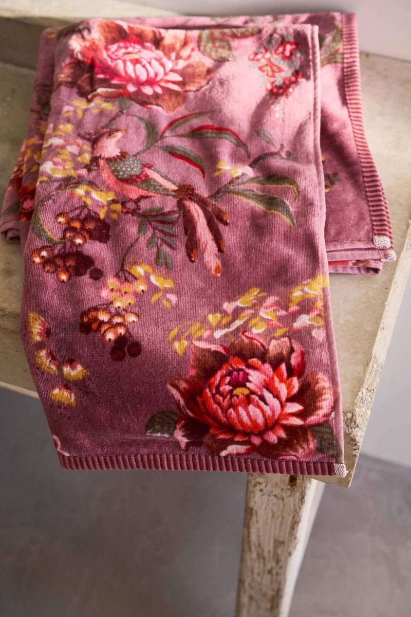 Produktbillede af PIP Studio Håndklæde Secret Garden Mauve 30x50 på tilbud i høj kvalitet