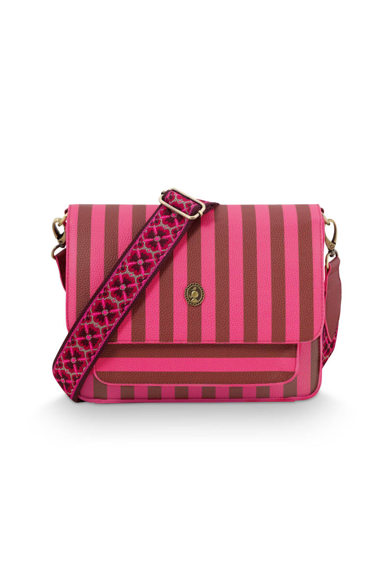 Produktbillede af Pip Studio Fenna Cross Body Bag Medium Stripe Pink 25x7x20cm på tilbud i høj kvalitet