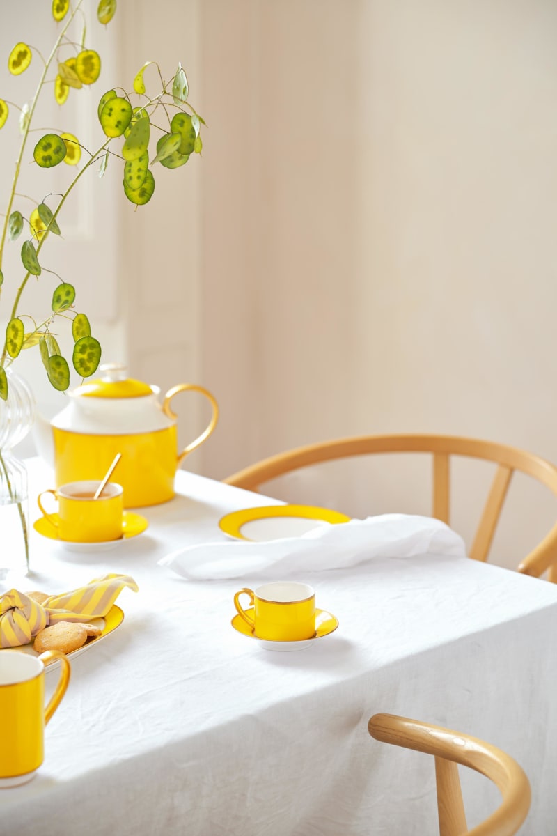 Produktbillede af Espresso Cup & Saucer Pip Chique Gold-Yellow 120ml på tilbud i høj kvalitet