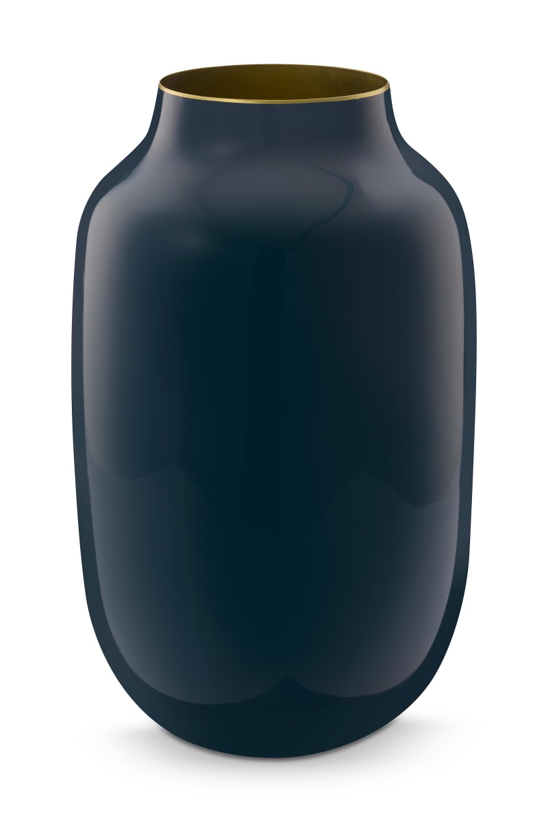 Produktbillede af Vase Metal Oval Mid Blue 30cm på tilbud i høj kvalitet
