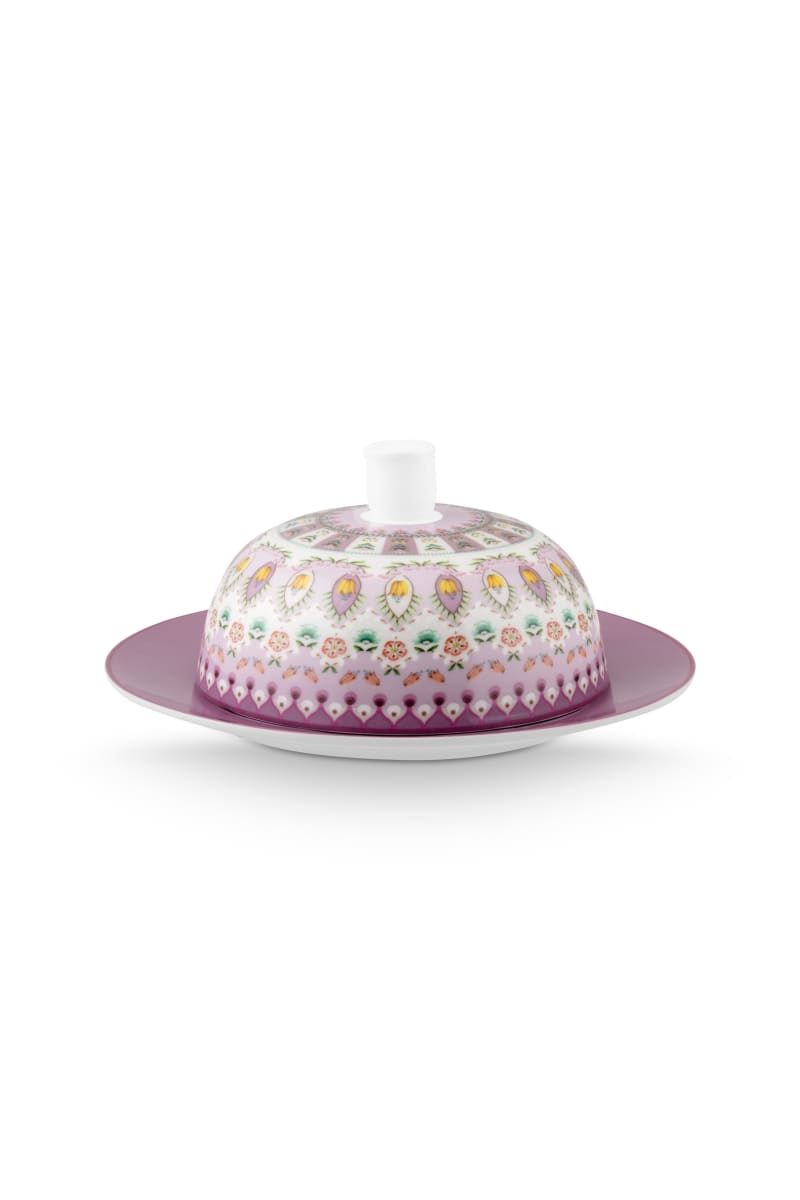 Produktbillede af Butter Dish Round Lily&Lotus Moon Delight Multi 17x8cm på tilbud i høj kvalitet