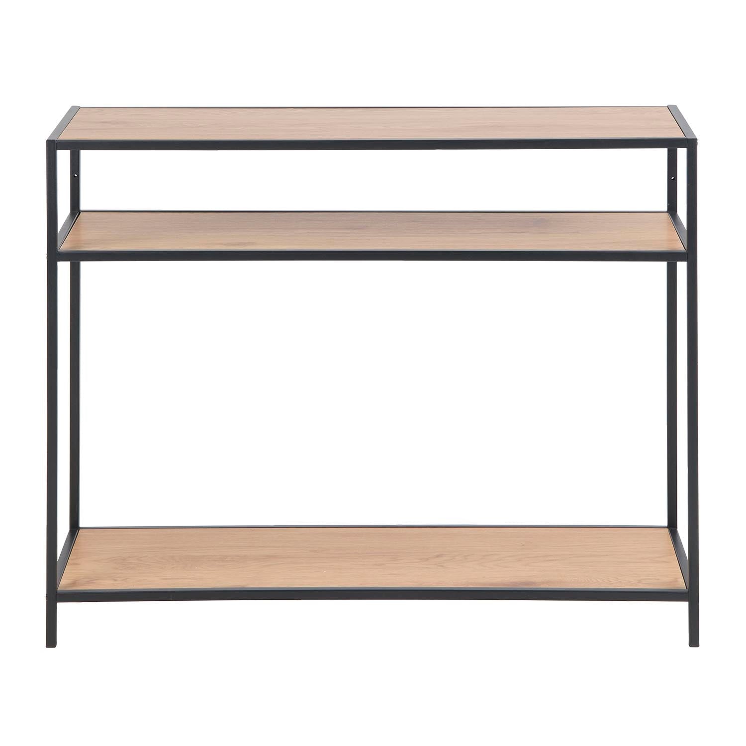 Produktbillede af ACT NORDIC Seaford konsolbord m. 2 hylder natur papir vildeg melamin og sort metal 100x35 i premium kvalitet
