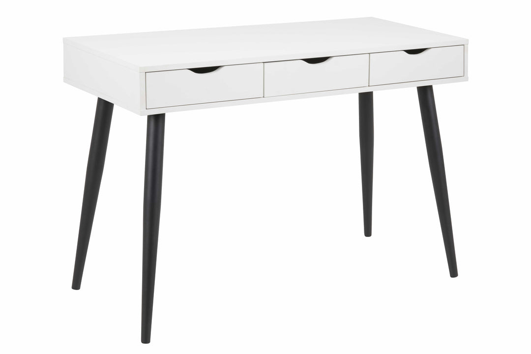 Produktbillede af ACT NORDIC Neptun skrivebord hvid/sort melamin/metal m. 3 skuffer 110x50 i premium kvalitet