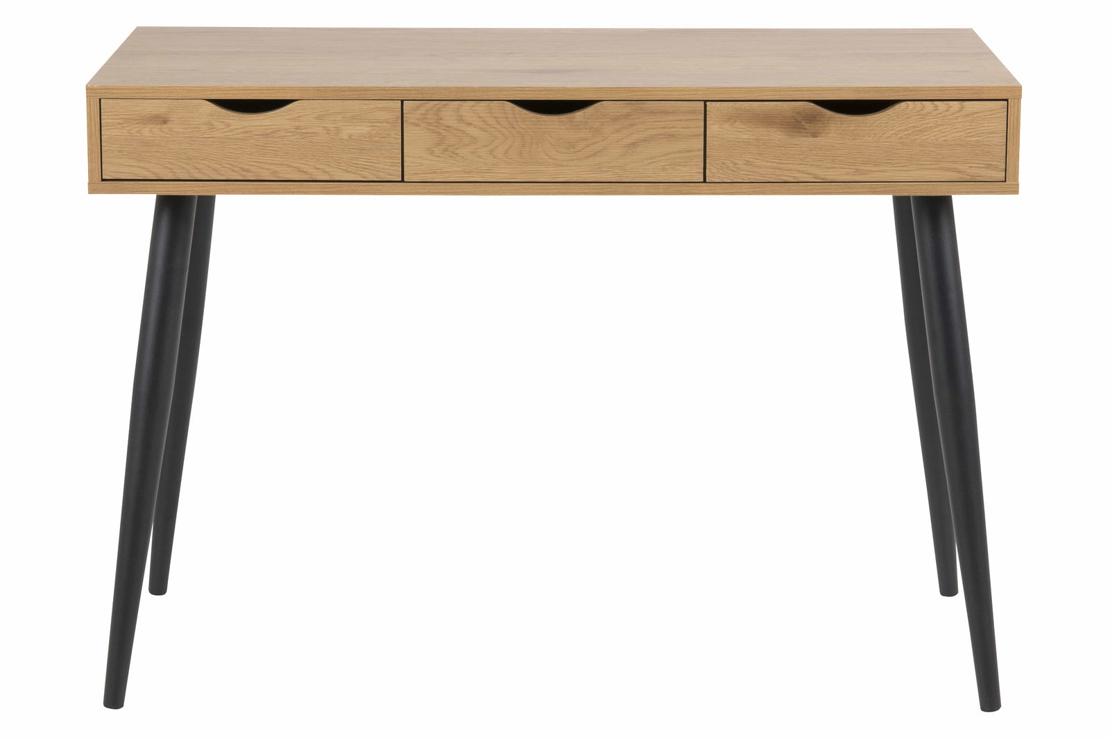 Produktbillede af ACT NORDIC Neptun skrivebord i finer natur papir vild eg/sort m. 3 skuffer 110x50 i premium kvalitet