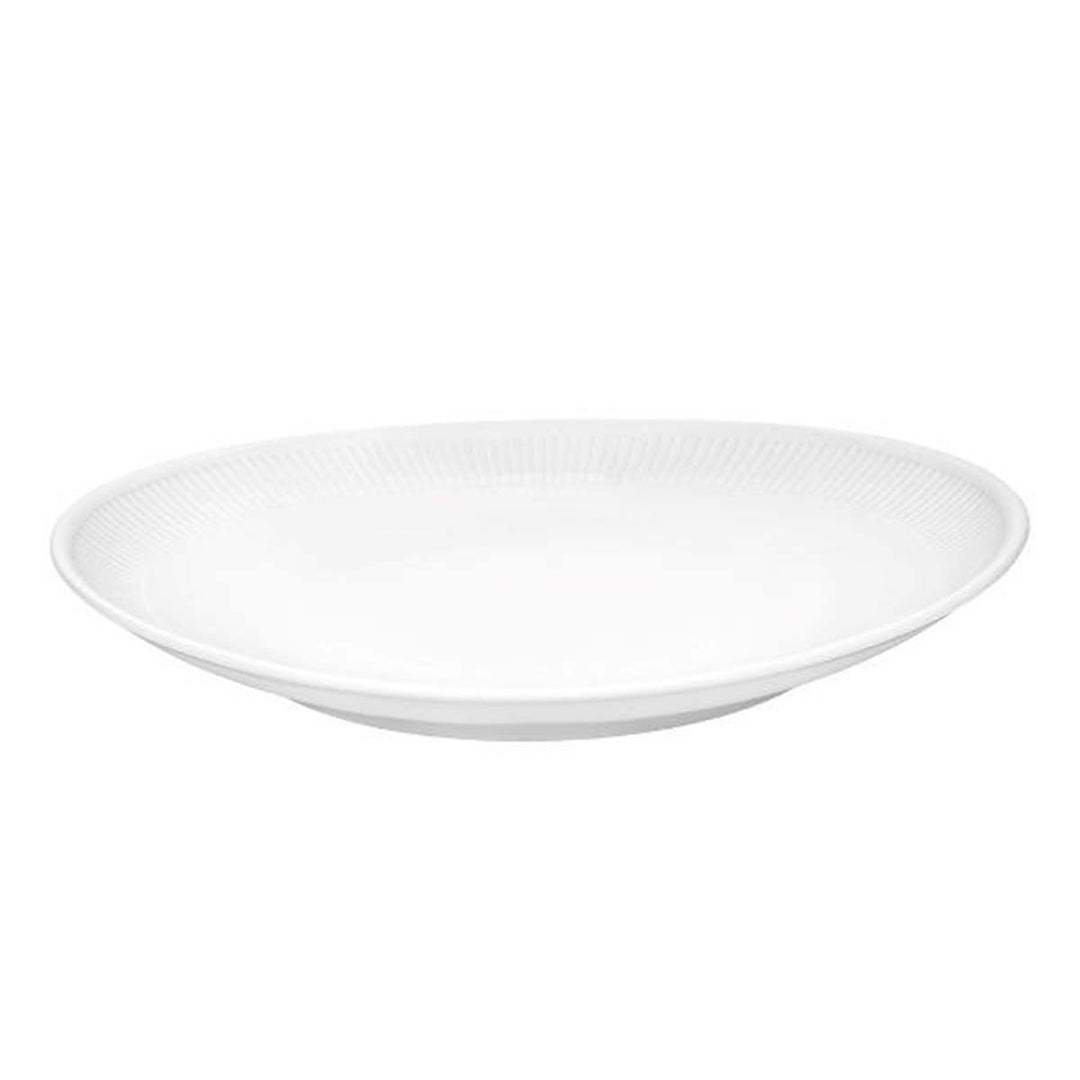 Produktbillede af Pillivuyt Plissé Tallerken oval 29,5 x 25,5 cm Hvid i premium kvalitet