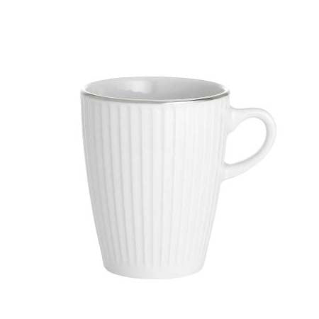 Produktbillede af Pillivuyt Vienne plissé Krus 27 cl Hvid/Platin i premium kvalitet