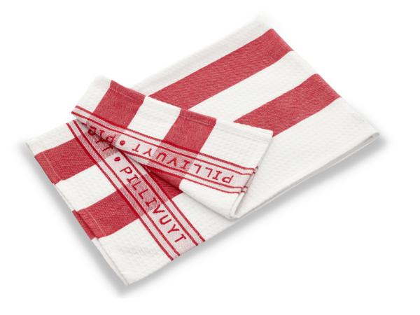 Produktbillede af Pillivuyt Viskestykke 90 x 60 cm Hvid/Rød i premium kvalitet