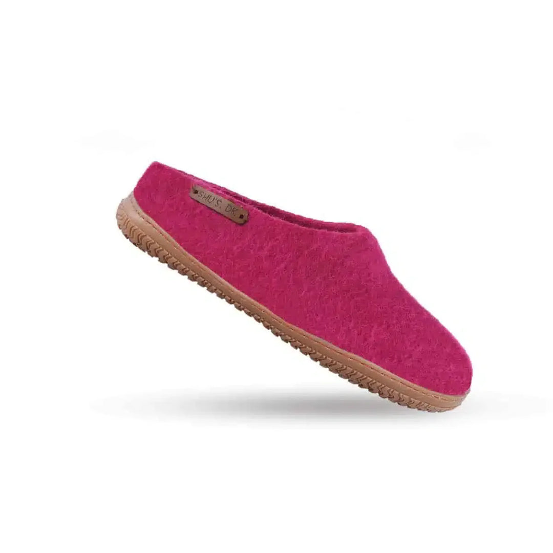 Uldtøffel (100% ren uld) m/Gummisål Dansk Design fra SHUS pink / 37