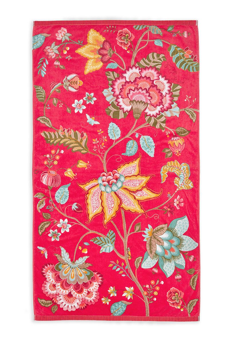 Produktbillede af Pip Studio Flowers beachtowel Red på tilbud i høj kvalitet