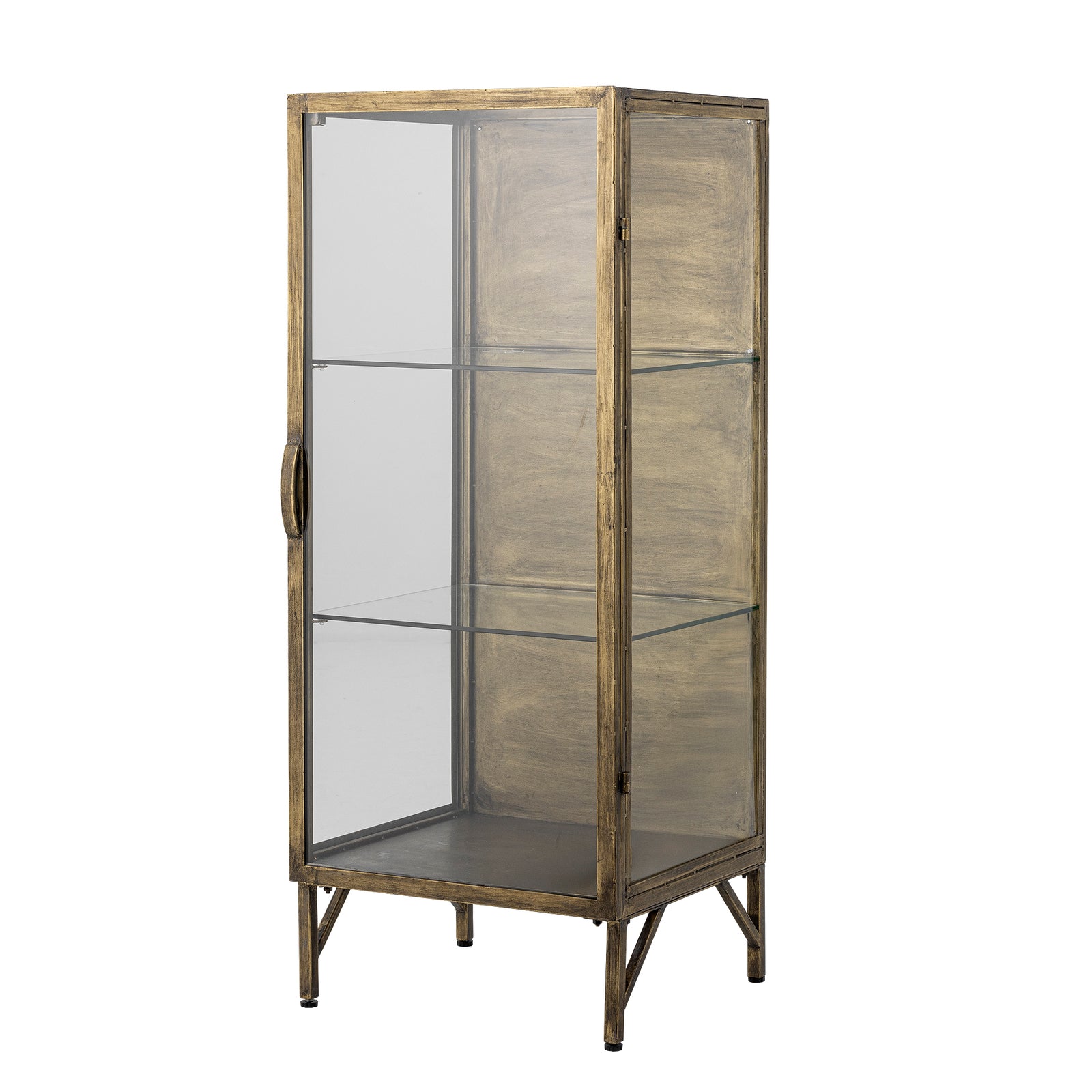 Produktbillede af BLOOMINGVILLE Saone vitrineskab m. 1 låge og 2 hylder glas og messing metal L45xH110xB40 i premium kvalitet