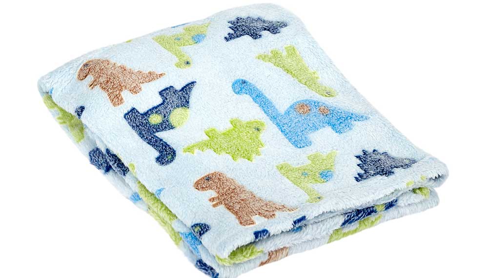 Produktbillede af Baby plaid Dino Blå på tilbud i høj kvalitet