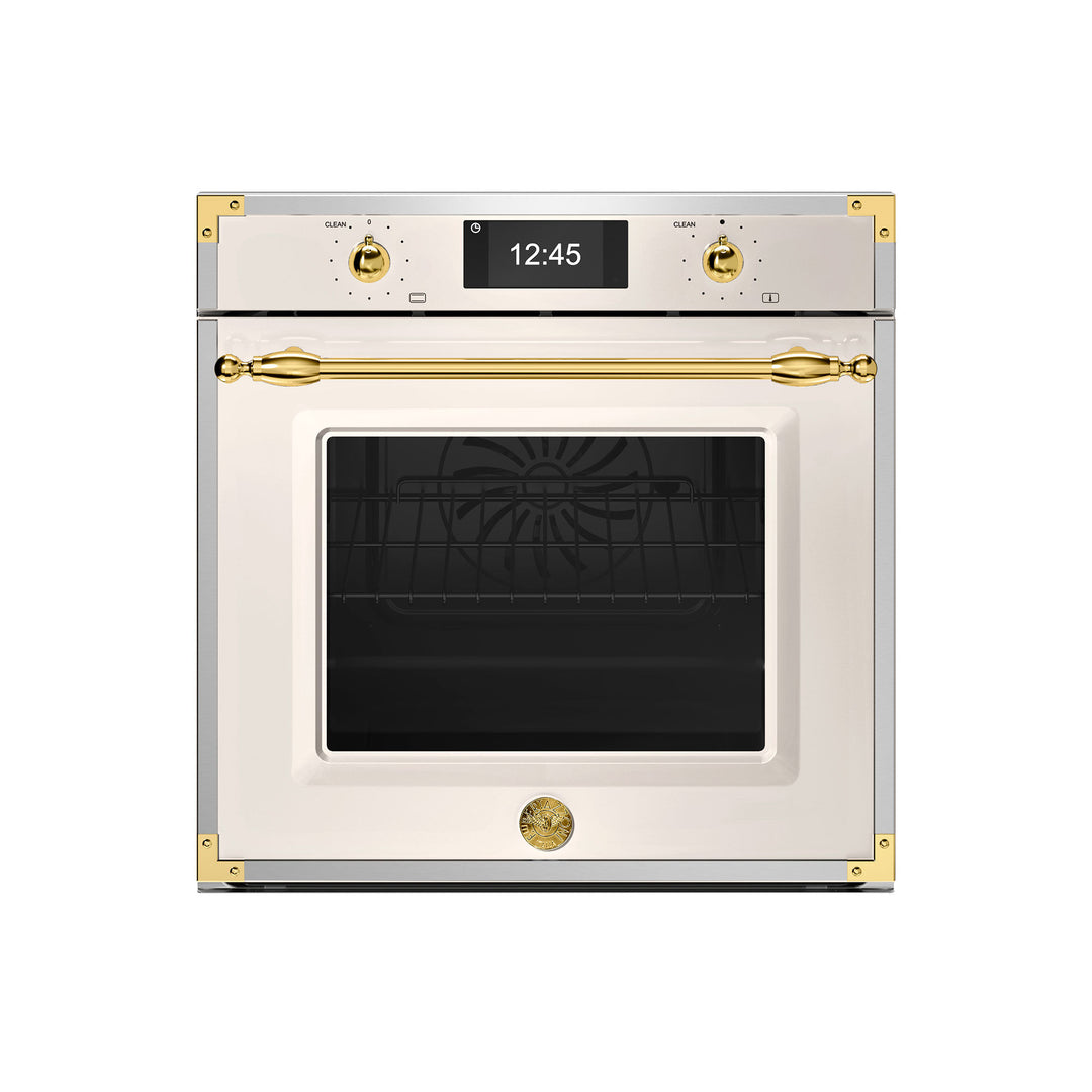 Bertazzoni Bertazzoni FHER6117CTAG3 Heritage dampovn med pyrolyse 80 liter, elfenbenshvid/guld ❤ detaljebillede i kategorien Ovn