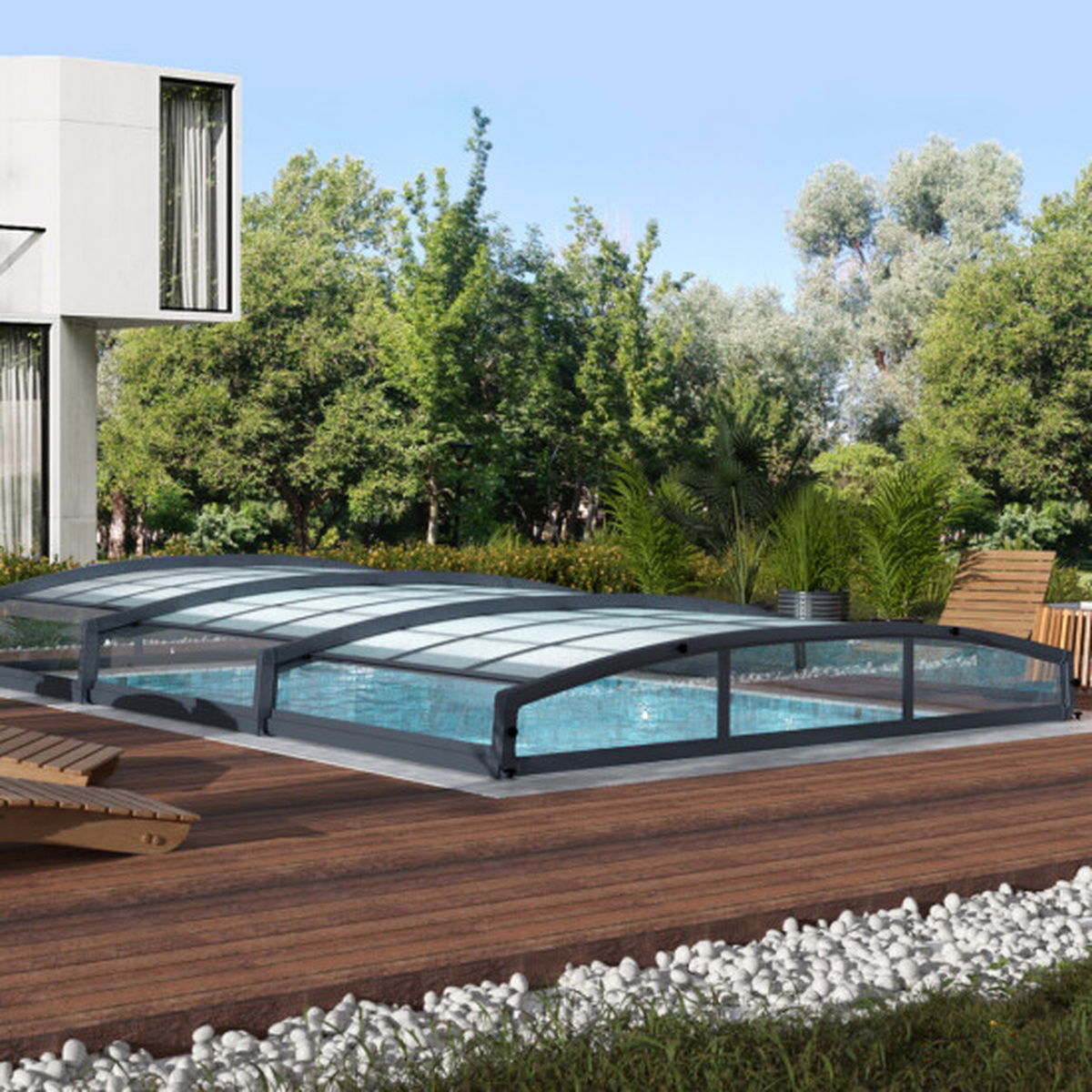 Produktbillede af Majorca pool overdækning 470 x 670 cm Palram Canopia på tilbud i høj kvalitet