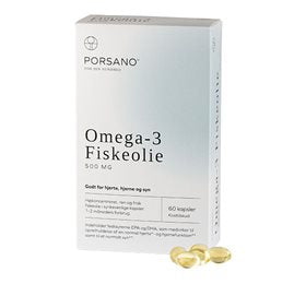 Detaljeret produktbillede af Porsano Omega-3 Fiskeolie 60 kapsler på tilbud