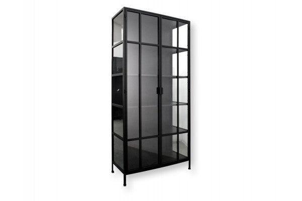 Produktbillede af Præstø Vitrineskab i Metal 92x40x201,5 cm Sort på tilbud i høj kvalitet