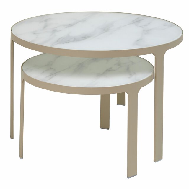Produktbillede af LENE BJERRE NAKAMEGURO SOFABORD BEIGE MARMOR D70/50 i premium kvalitet