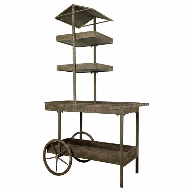 Produktbillede af LENE BJERRE BERNIE PLANT WAGON METAL ANTIQUE GREEN 110 i premium kvalitet
