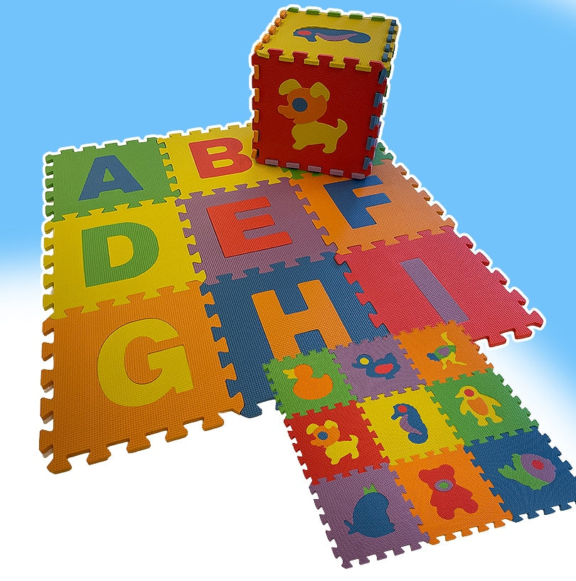 Produktbillede af Køb Farverig Blød Puslemåtte/Legemåtte vælg mellem dyremotiver eller bogstaver Dyr på tilbud