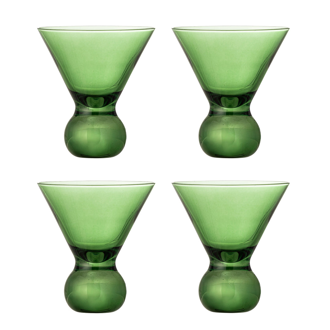 Produktbillede af BLOOMINGVILLE Corliss cocktailglas grøn glas D9,5xH11 sæt af 4 i premium kvalitet