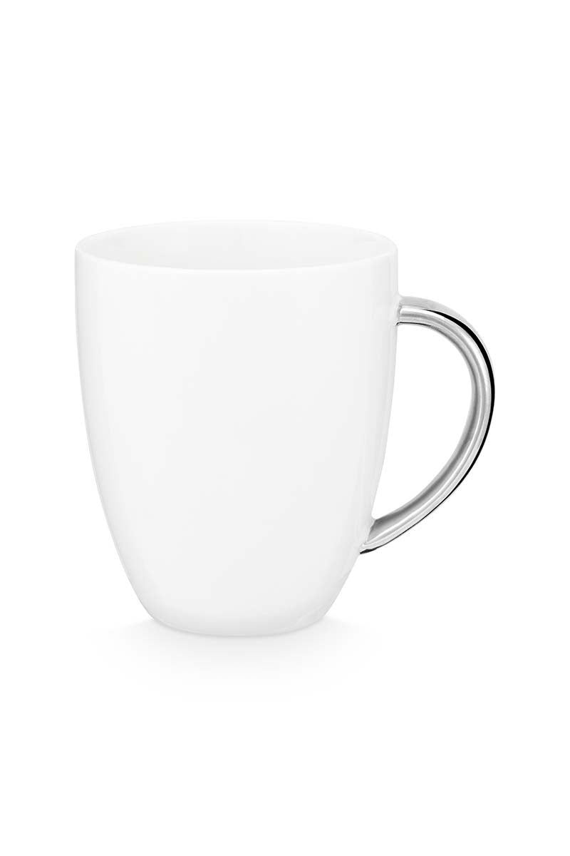 Produktbillede af Mug with Ear White Silver 250ml på tilbud i høj kvalitet