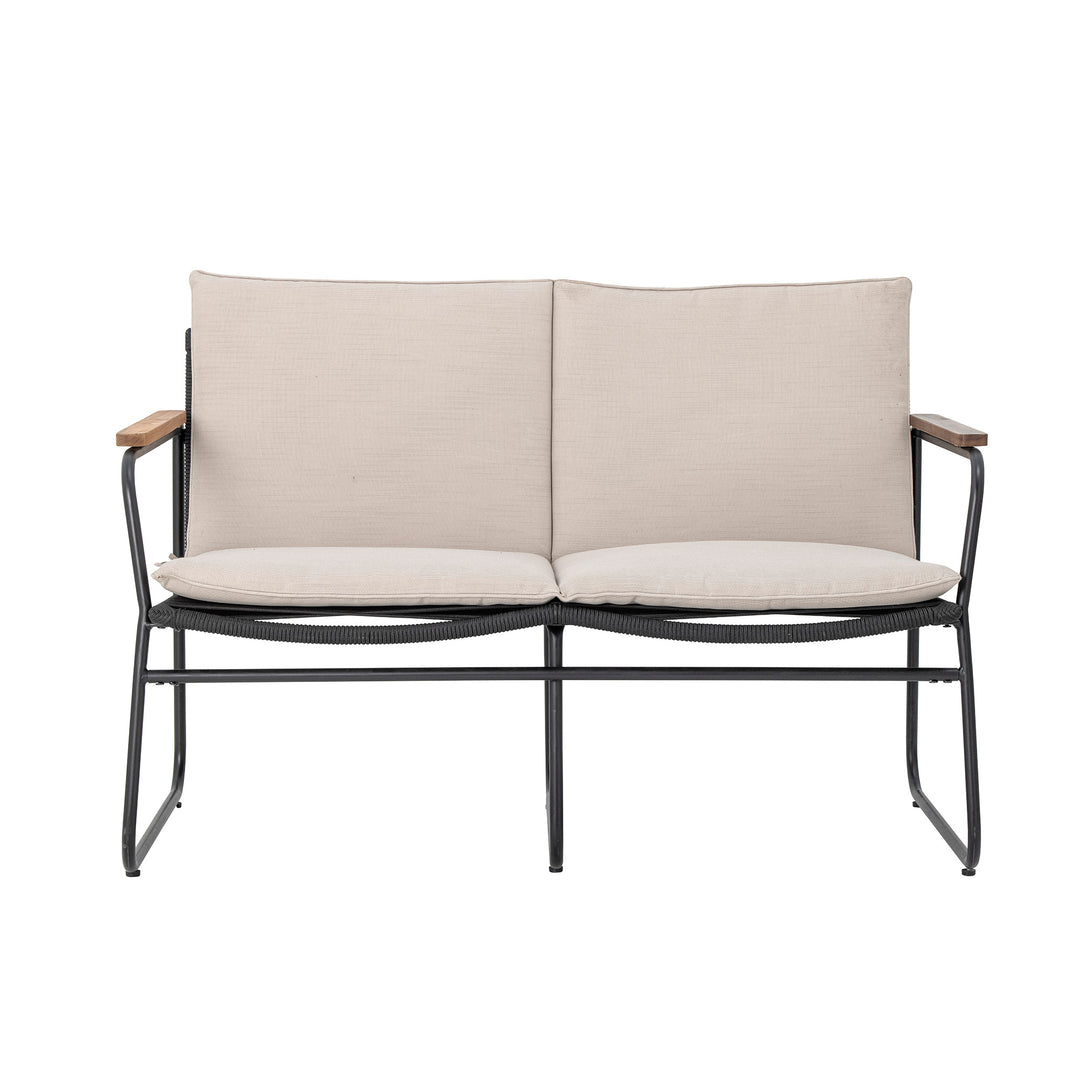 Produktbillede af BLOOMINGVILLE Hampton havesofa m. armlæn og hynder akacietræ og sort flettet snor/metal i premium kvalitet