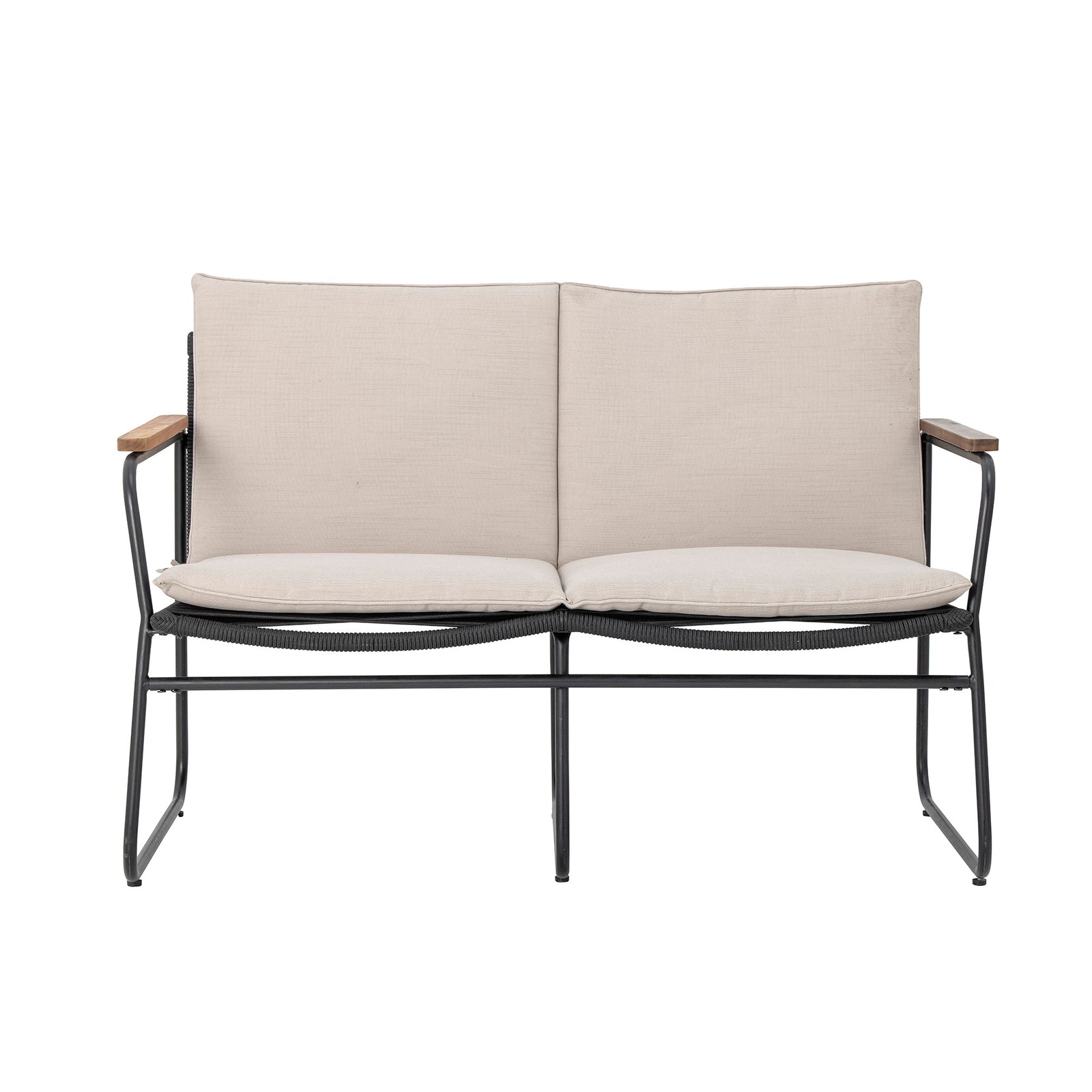 Produktbillede af BLOOMINGVILLE Hampton havesofa m. armlæn og hynder akacietræ og sort flettet snor/metal i premium kvalitet