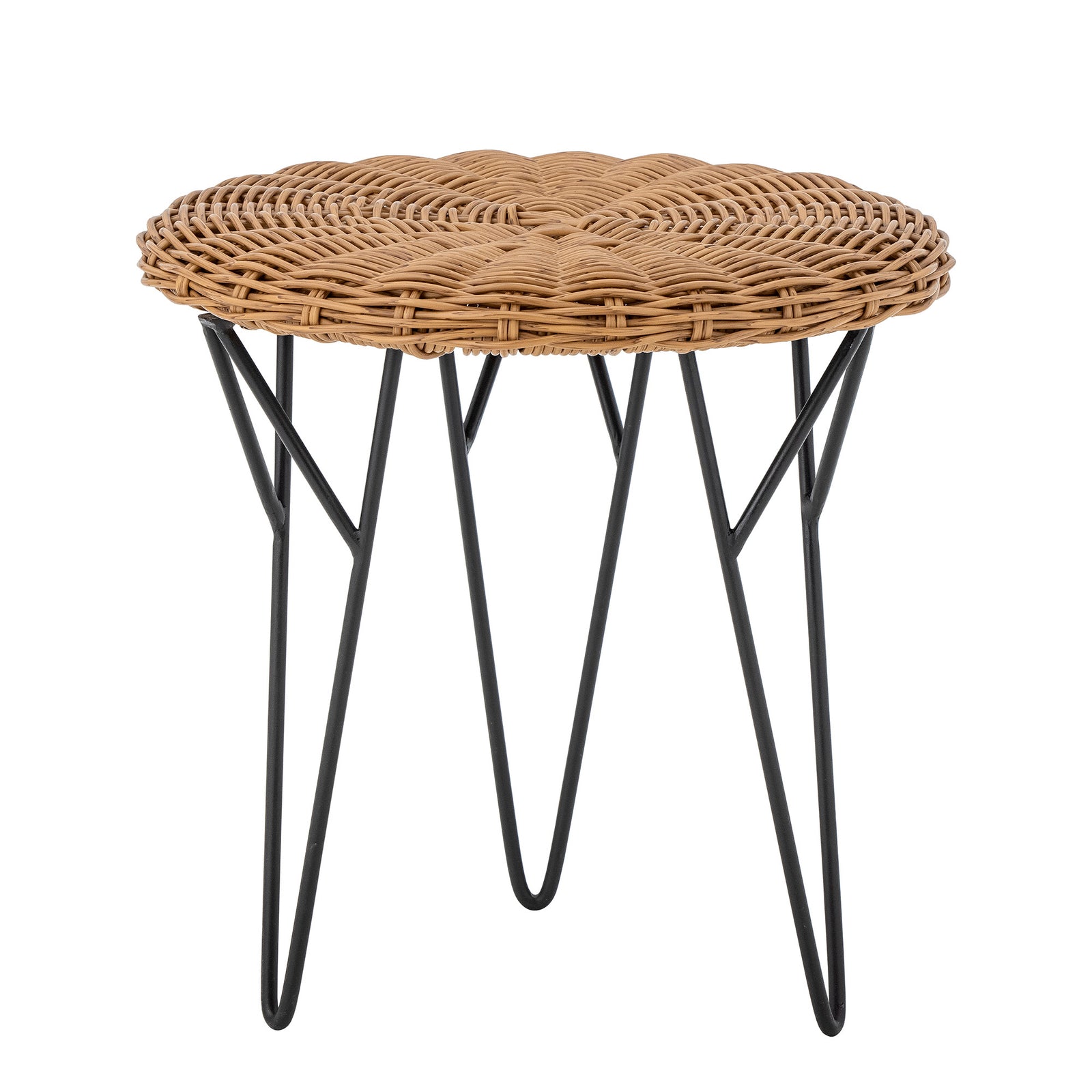 Produktbillede af BLOOMINGVILLE Roccas udendørs sofabord rund brun polyrattan og sort jern Ø46 i premium kvalitet