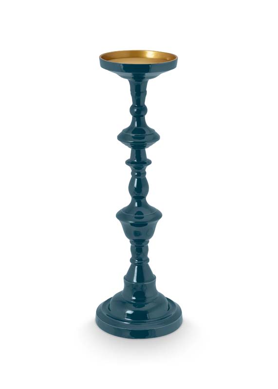 Produktbillede af Candle Holder Large Metal Dark Blue 46cm på tilbud i høj kvalitet