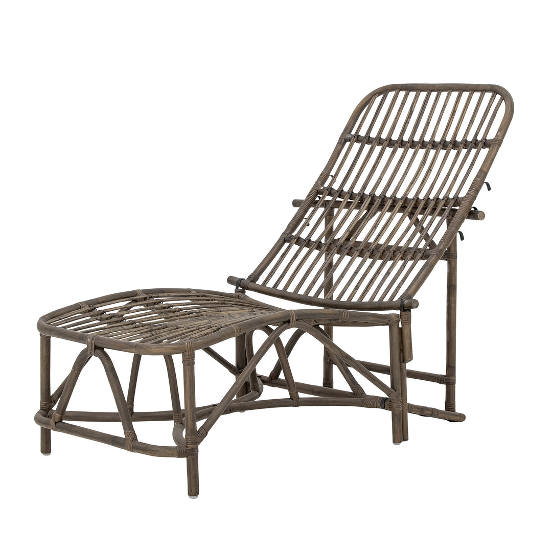 BLOOMINGVILLE Dione liggestol m. justerbar ryglæn foldbar brun rattan