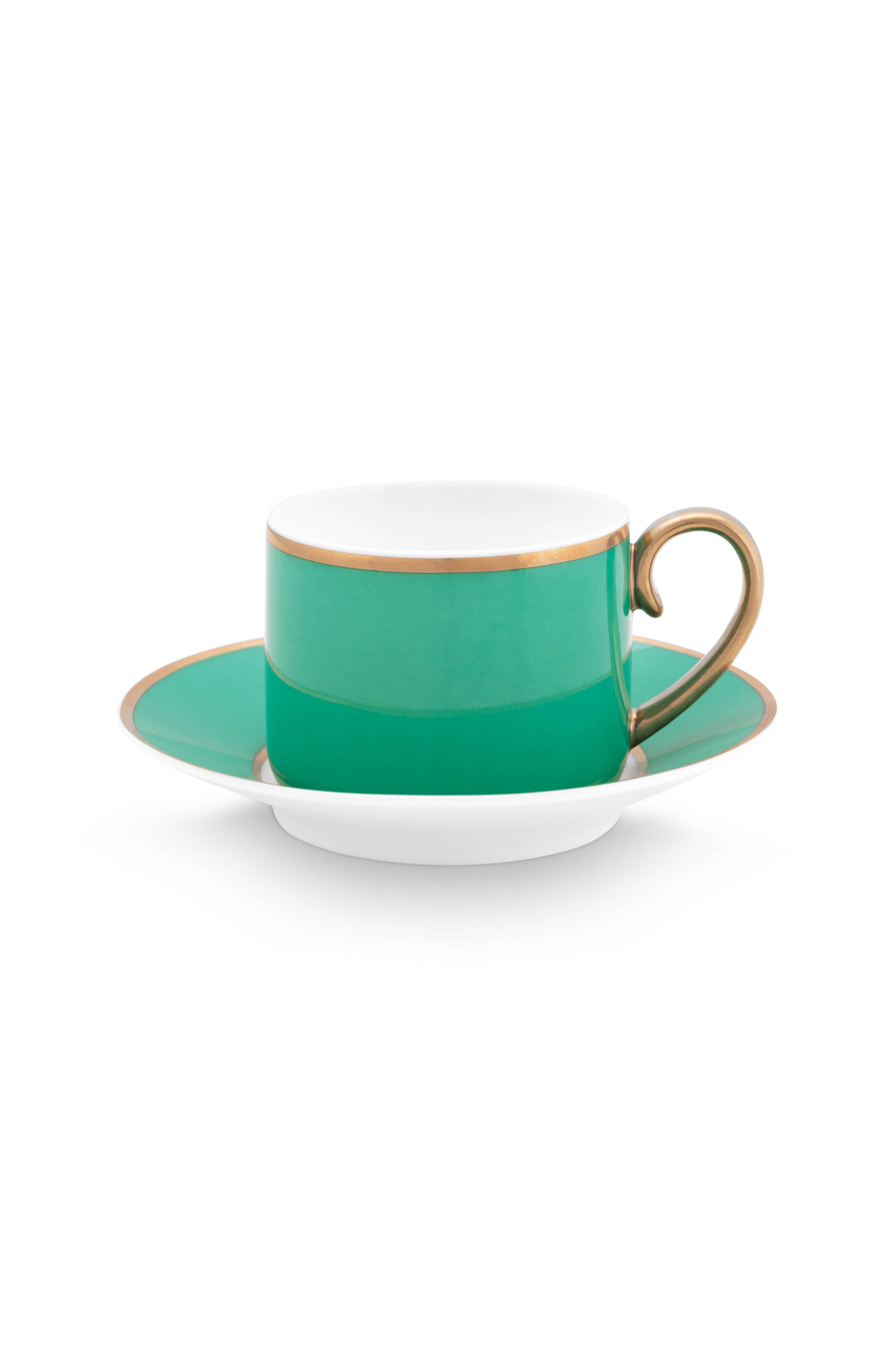 Produktbillede af Espresso Cup & Saucer Pip Chique Gold-Green 120ml på tilbud i høj kvalitet