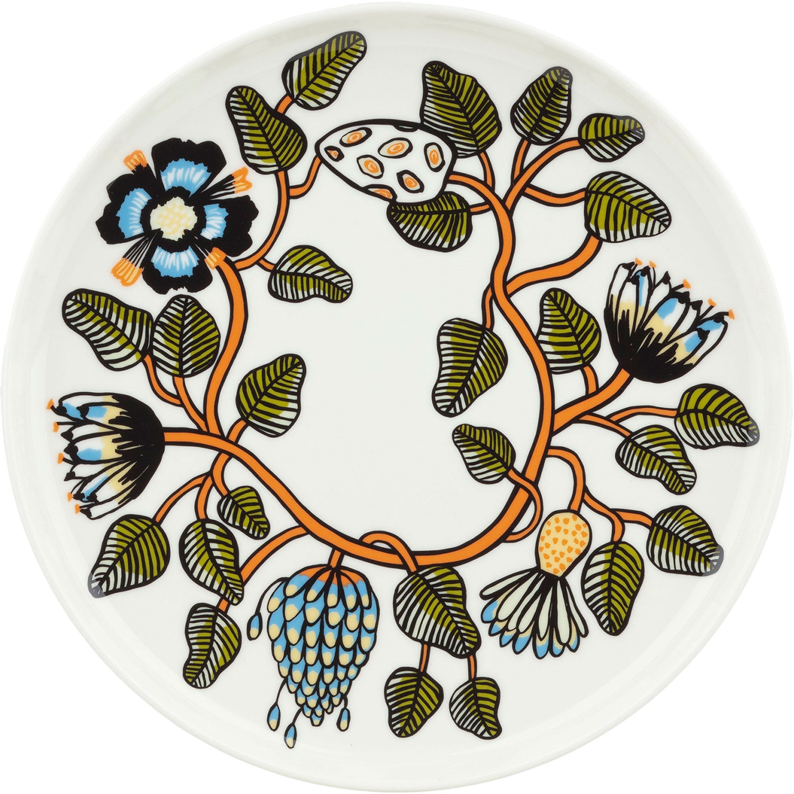 Marimekko Marimekko Tiara tallerken 25 cm, hvid/grøn/orange – billede i brug (Madtallerken)