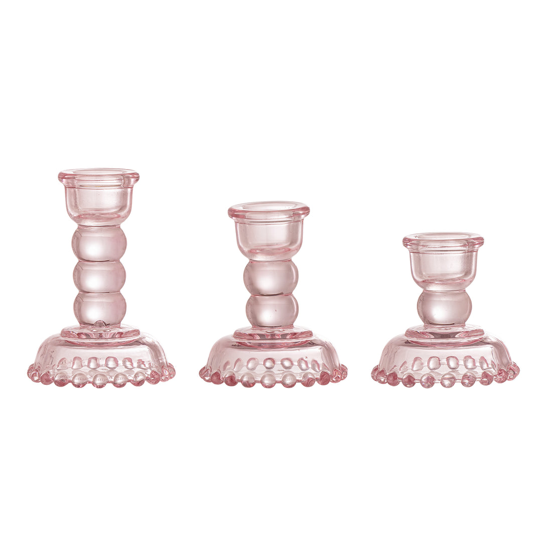BLOOMINGVILLE Delphia lysestage rosa glas sæt af 3