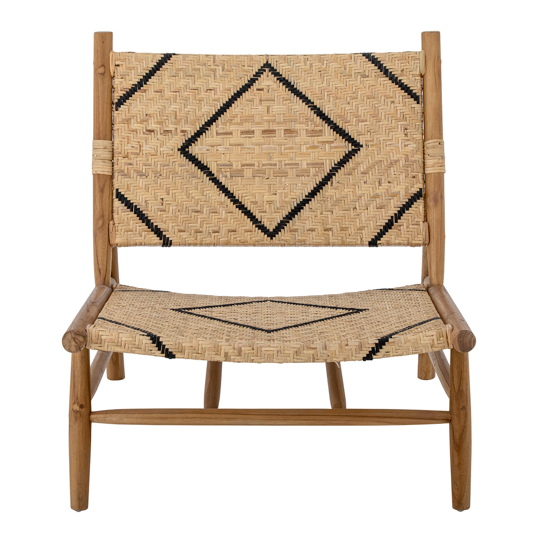 CREATIVE COLLECTION Lennox loungestol natur/sort rattan og natur teaktræ