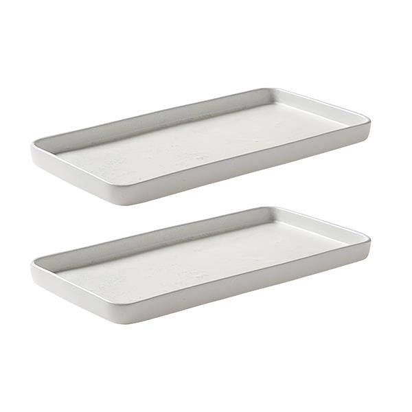 Produktbillede af Aida RAW Arctic White rektangulær fad 2 stk i premium kvalitet