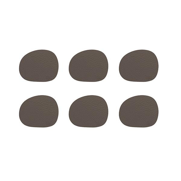 Produktbillede af Aida RAW coaster / glasbrikker recycled læder clay 6 pak i premium kvalitet