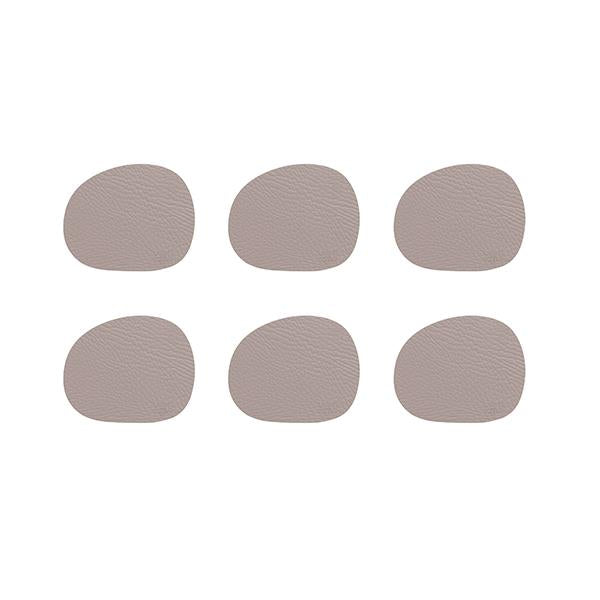 Produktbillede af Aida RAW coaster / glasbrikker recycled læder dusty rose 6 pak i premium kvalitet