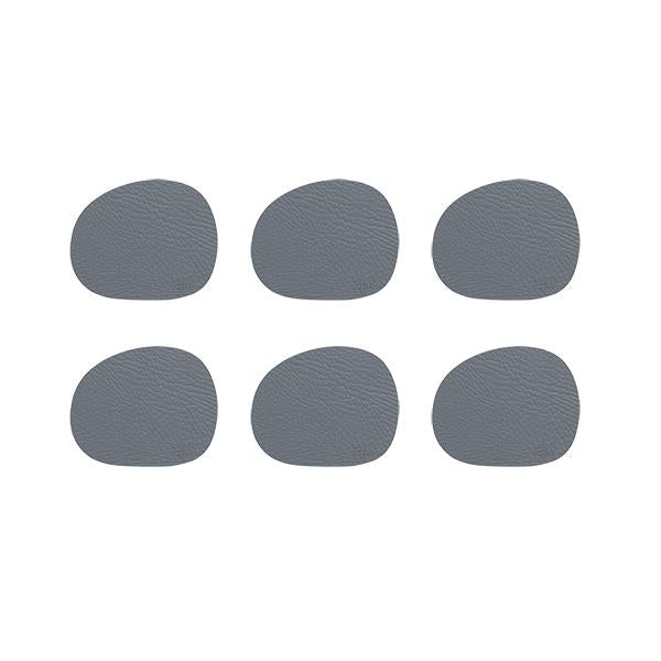 Produktbillede af Aida RAW Buffalo recycled læder coaster/glasbrikker Grå 6 pak i premium kvalitet