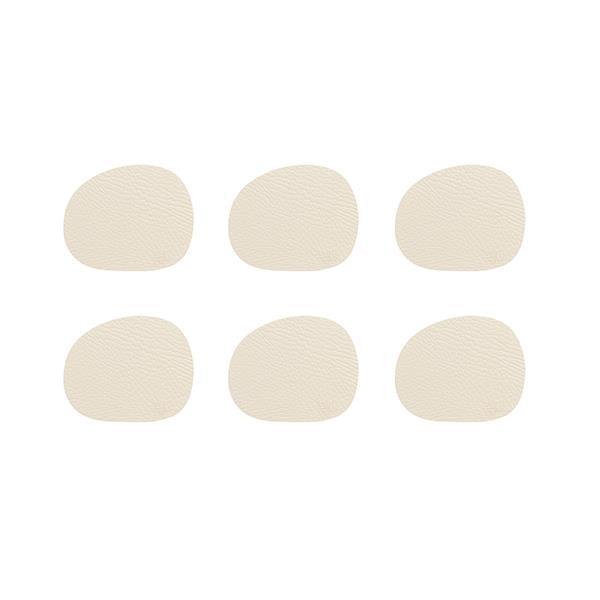 Produktbillede af Aida RAW coaster / glasbrikker recycled læder warm nude 6 pak i premium kvalitet