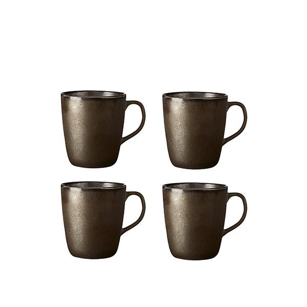 Produktbillede af Aida RAW Metallic Brown krus m/hank 4 stk 35 cl i premium kvalitet