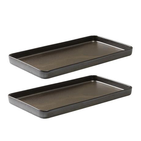 Produktbillede af Aida RAW Metallic Brown rektangulær fad 2 stk i premium kvalitet