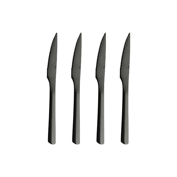 Produktbillede af Aida Raw steak kniv blank sort 4 stk i premium kvalitet