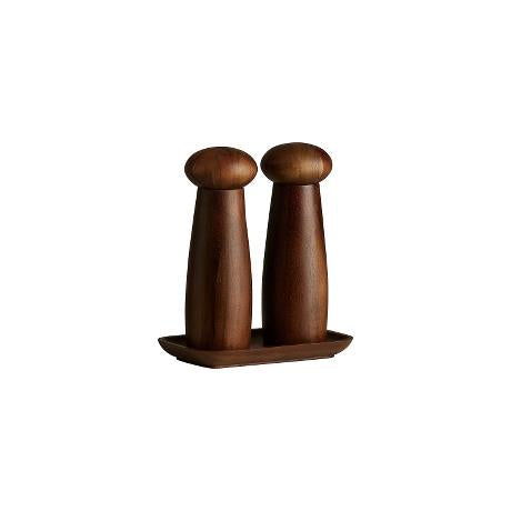 Produktbillede af Aida RAW Teak keramisk kværnesæt med bakke mørk teak 1 sæt i premium kvalitet