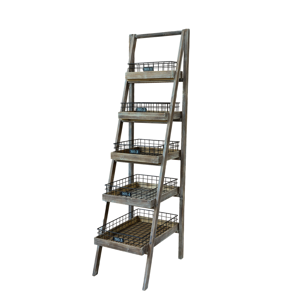 Produktbillede af REOL m. 5 hylder og kurve på tilbud i høj kvalitet