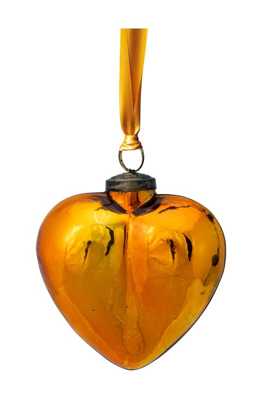 Produktbillede af Ornament Glass Heart Yellow 12.5cm på tilbud i høj kvalitet