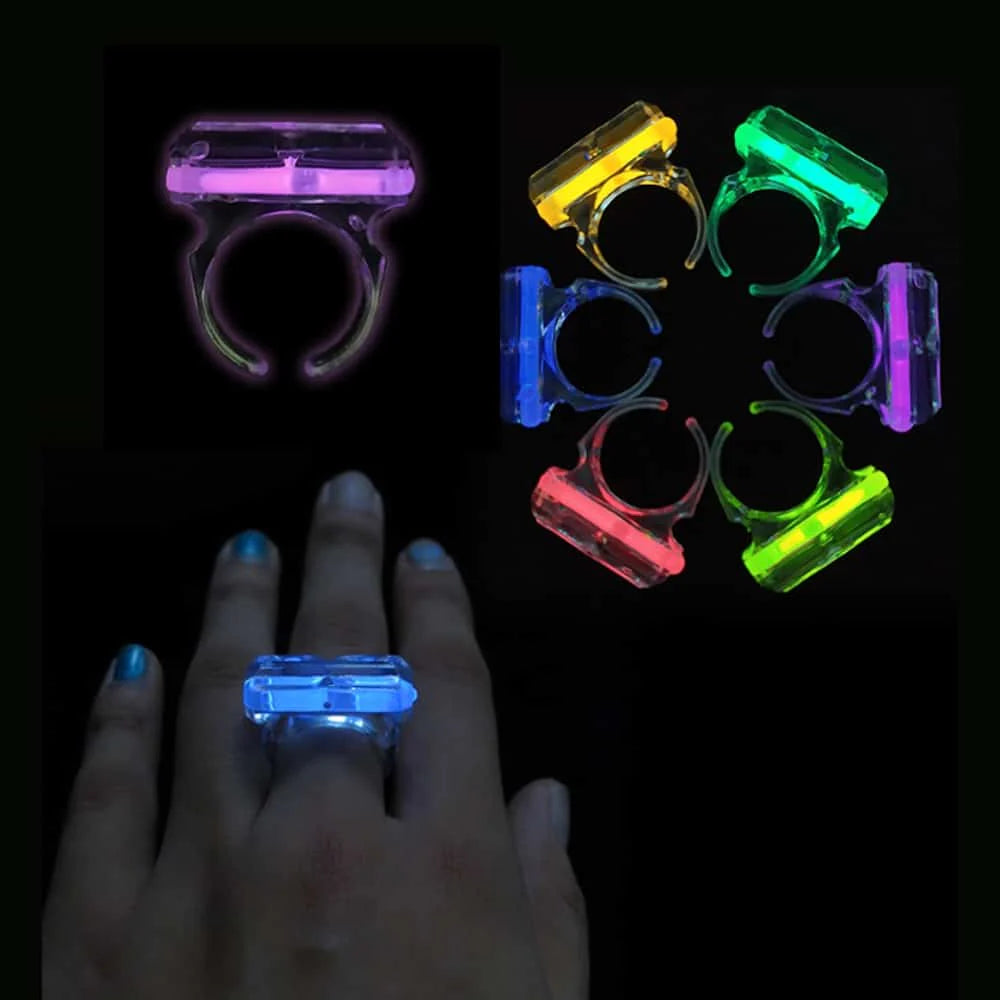 Selvlysende fingerring flere farver Gul
