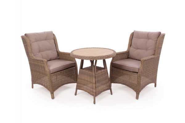 Produktbillede af Rio Dusty Cafesæt m/2 loungestole Ø 70 cm på tilbud i høj kvalitet