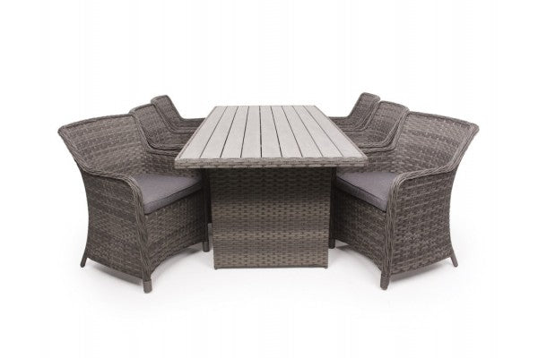 Produktbillede af Rio Grå Havemøbelsæt m/6 spisestole 94x210 cm på tilbud i høj kvalitet