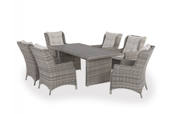 Produktbillede af Rio Lys Grå Havemøbelsæt m/6 loungestole 94x210 cm på tilbud i høj kvalitet