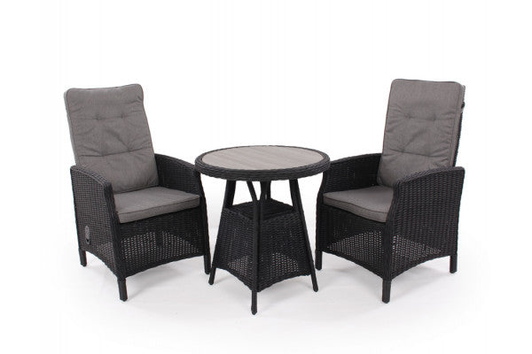 Siesta Sort Cafesæt m/2 pos stole - Ø 70 cm
