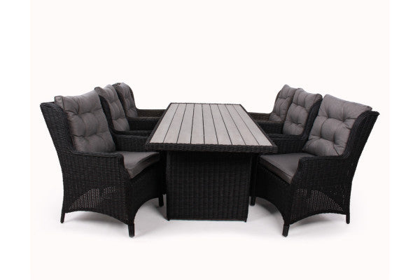 Siesta Sort Havemøbelsæt m/6 loungestole - 94x210 cm